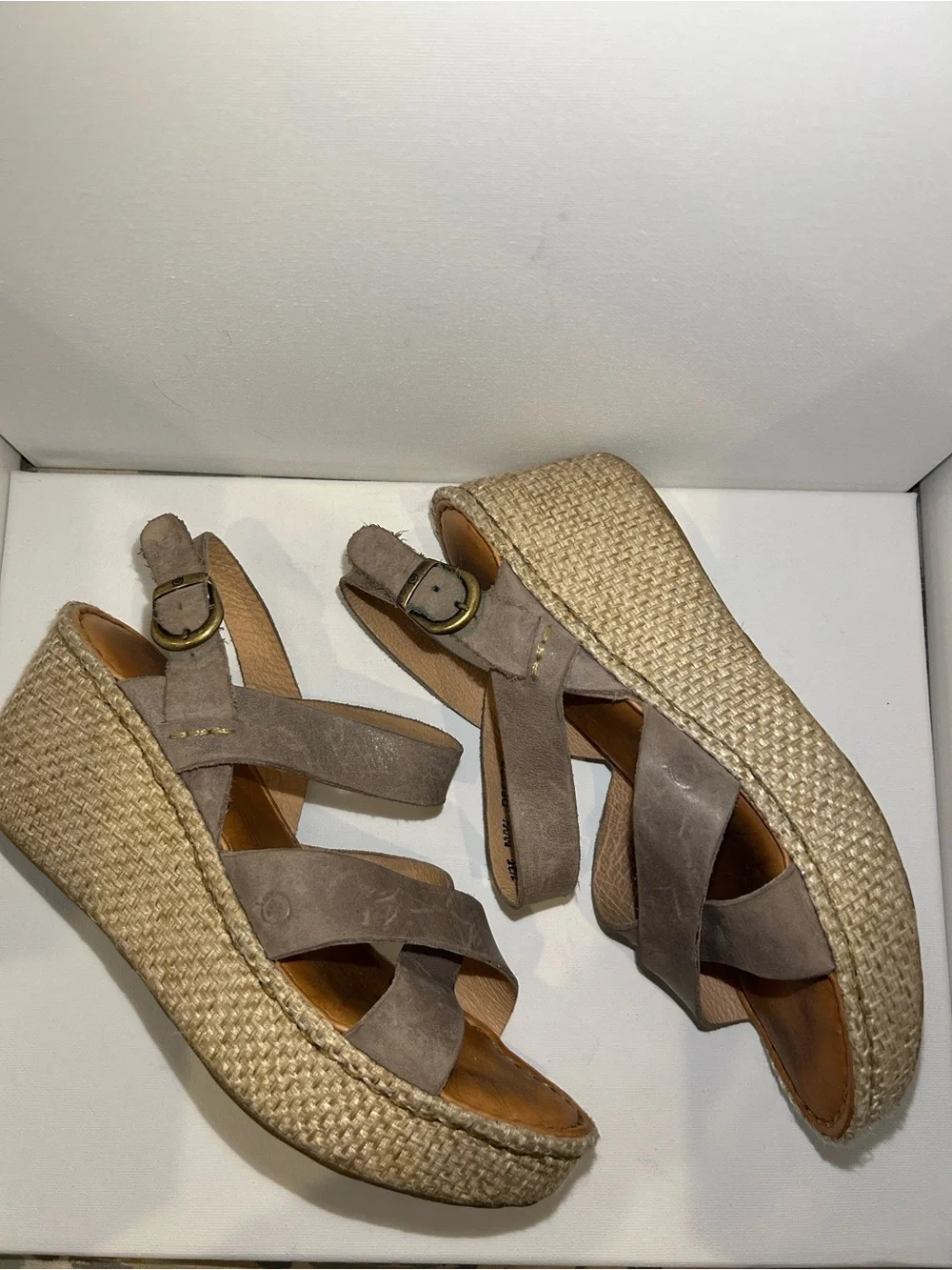 Born Taupe Cross-Over‎ Espadrille Sandals